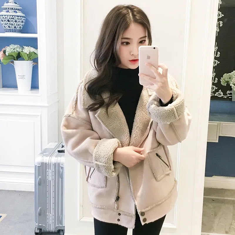Осенне-зимняя одежда Новинка корейский олень бархат ягненка меховой воротник