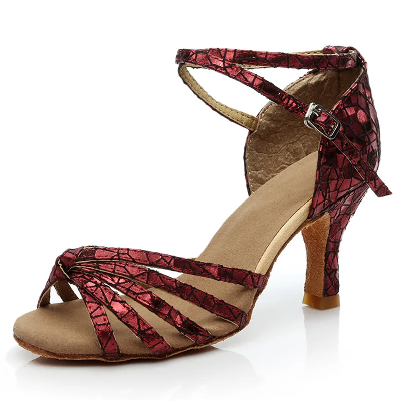 Red 5cm Heel Танцевальные туфли Sun Lisa/классические женские туфли для танцев на высоком каблуке для сальсы, танго, бальных танцев - Цвет: Red 5cm Heel