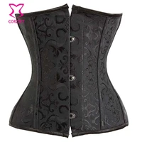 steel boned corset underbust black floral jacquard corsets and bustiers sexy gothic clothing waist slimming corpetes e corselet