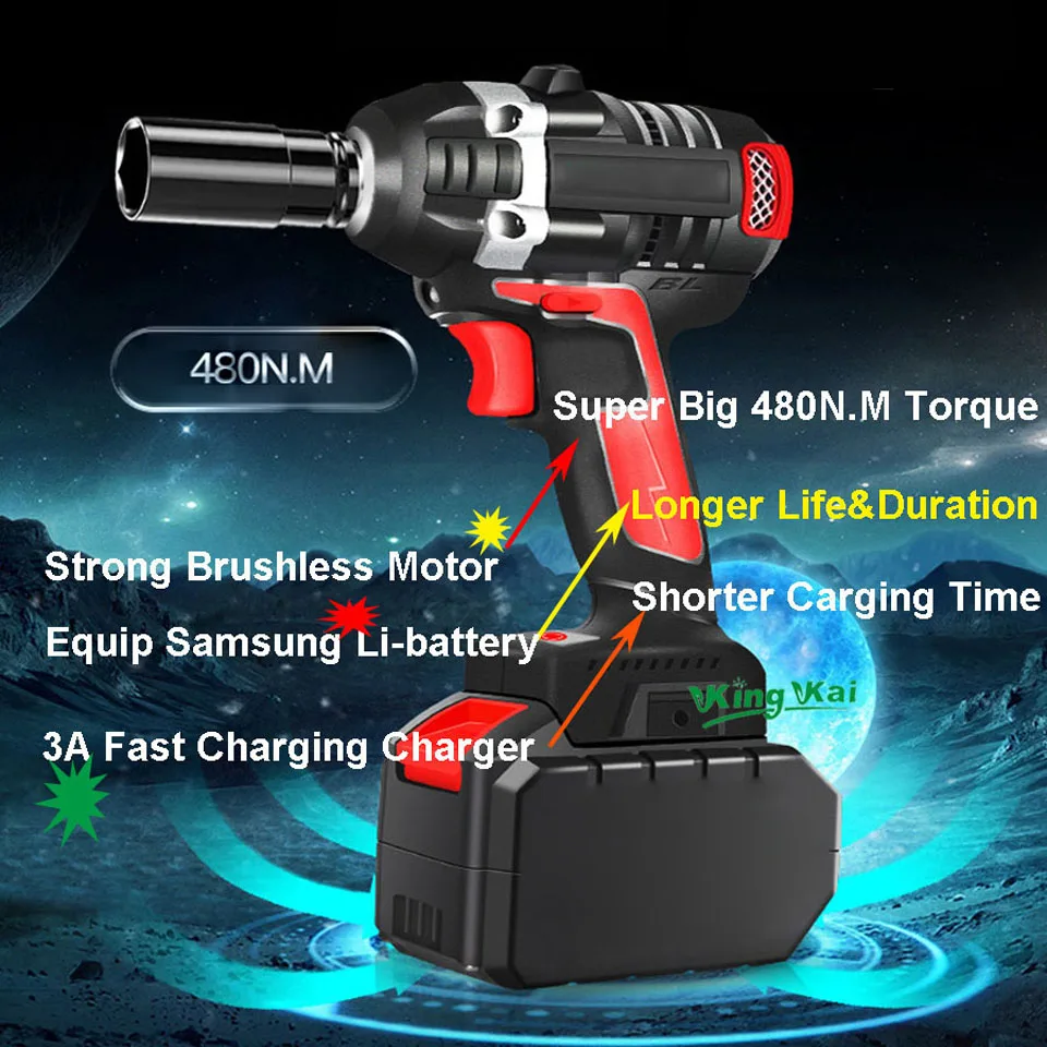 Аккумуляторная ударная дрель Y 480N/M 1/2 дюйма|electric wrench|impact wrench electriccar electric impact |