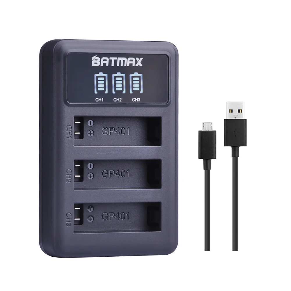 Зарядное устройство Batmax USB для Gopro Hero 4 3 слота AHDBT 401|Цифровые аккумуляторы| |