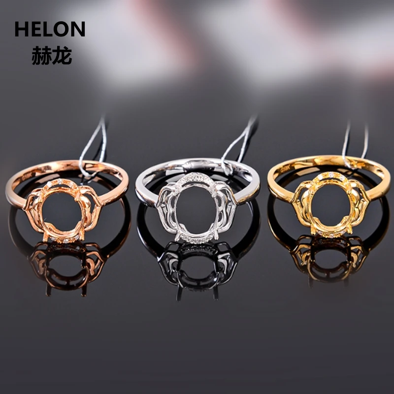 

Solid 14k Rose Gold Natural Diamonds Engagement Wedding Ring 7x9mm Oval Cut Semi Mount Ring White Yellow Gold Optional