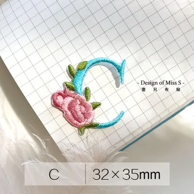C Flower 26 Английских Букв торт нашивки в виде цветков розы для свадебного платья железная Кружевная аппликация для одежды DIY аксессуар имя патч - Цвет: C Flower