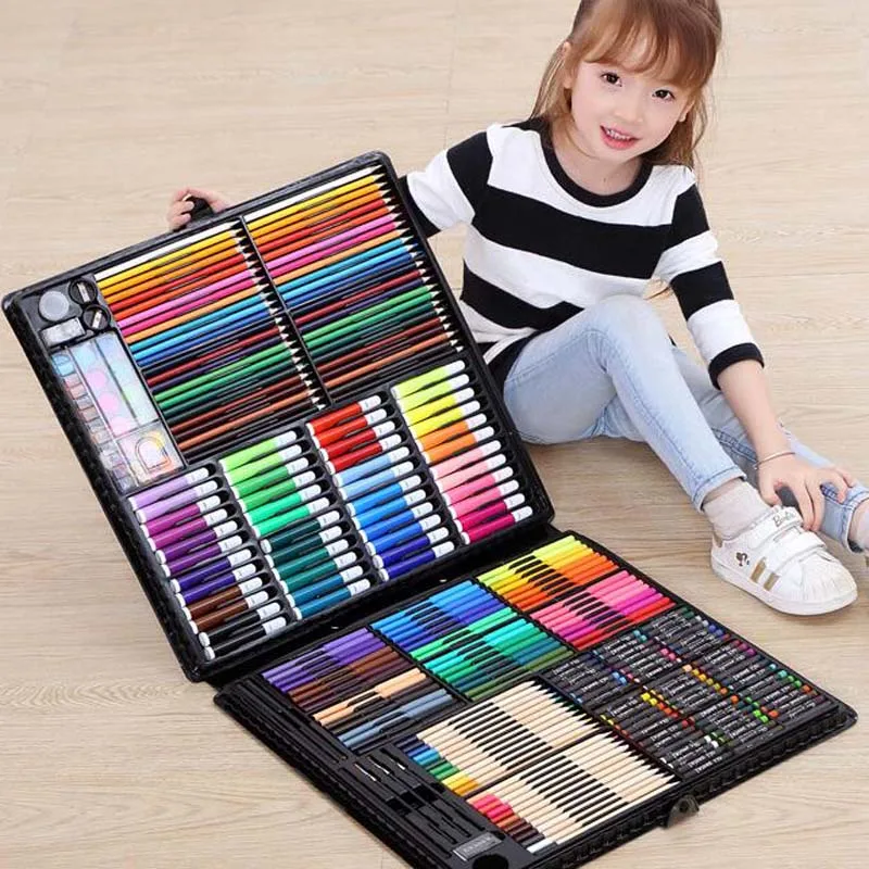258 шт. детский набор для рисования акварелью карандаш масляная Пастельная кисть