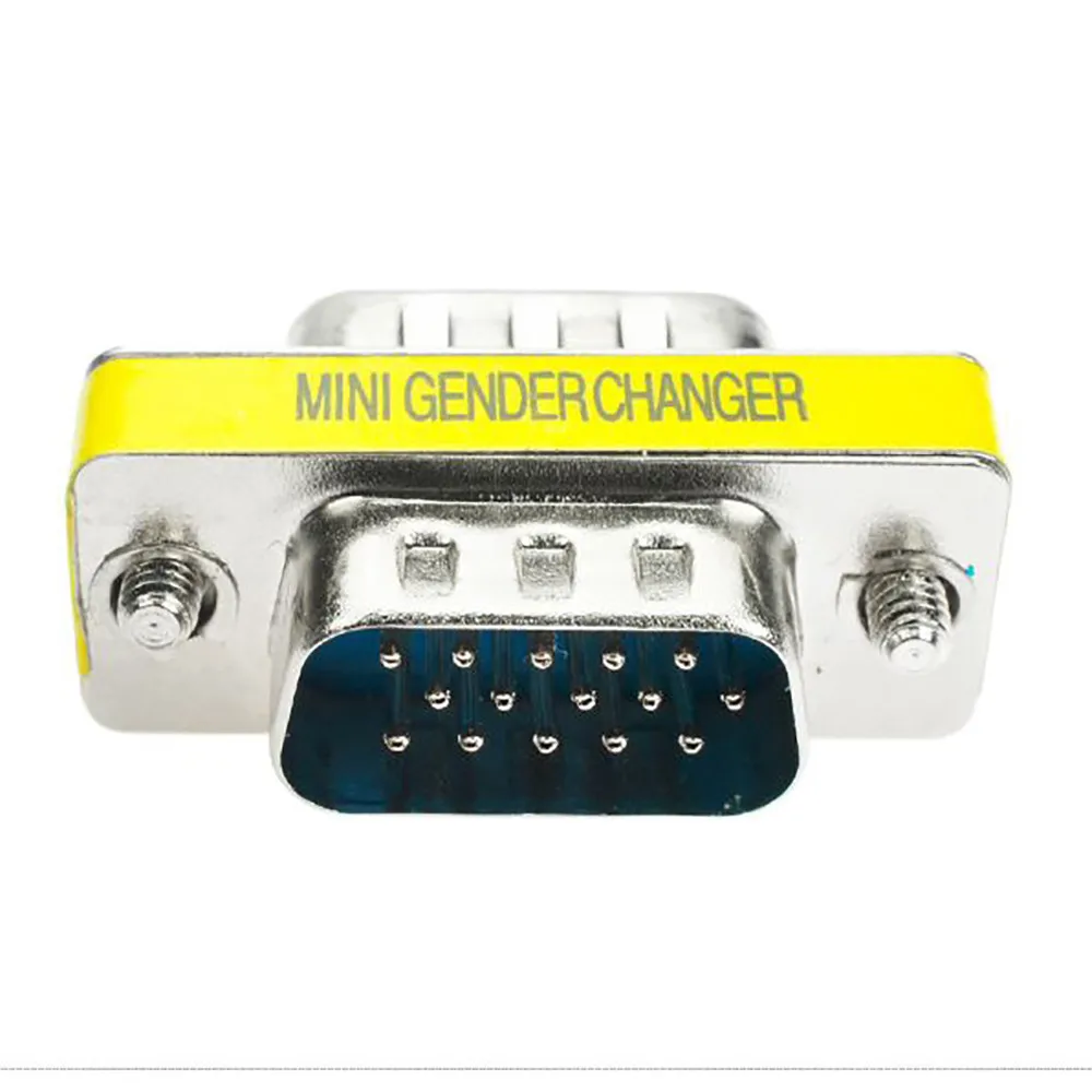 Yellow Компьютерные кабели 15 Pin VGA SVGA HD15 VGA папа-VGA Мужской Соединительный разъем Mini gender Changer адаптер конвертер желтый ye11.16 - Цвет: Yellow