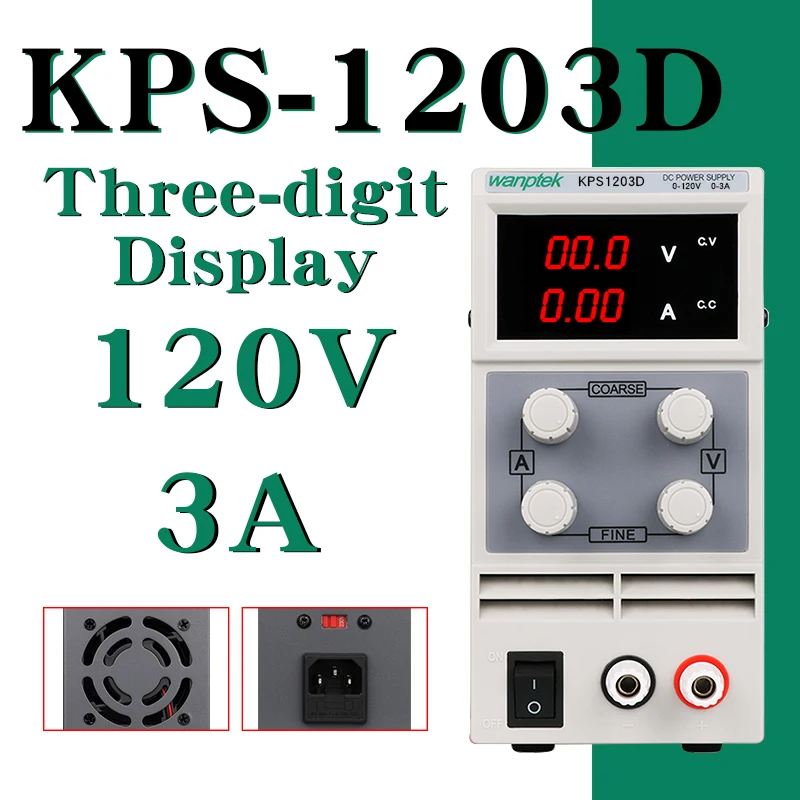 KPS 120V 3A 3 Digit DC блок питания KPS1201D PC Регулируемый источник питания импульсный Регулируемый источник питания цифровой с кусачки labarotry - Цвет: KPS 120V 3A 3 Digit