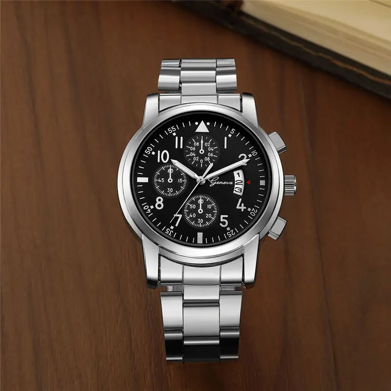 Мужские и женские кварцевые часы Geneva простые деловые из нержавеющей стали с