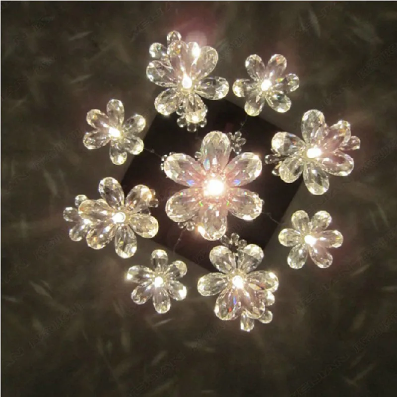 Z Modern LED Crystal Chandelier Romantic Flower Design Lovel Girl's Bedroom Lamp Restaurant Lighting Fixture Stairs | Лампы и