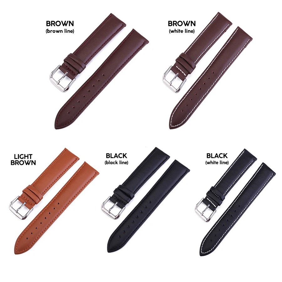 Vintage Cow Leather Watchband 14mm 16mm 18mm 19mm 20mm 22mm 24 mm Wristbands Steel Buckle With Tools Watch Accessories