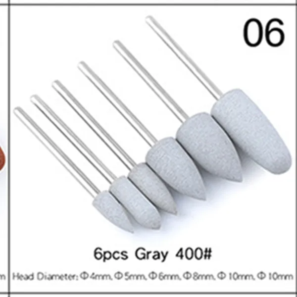 06-6Pcs 6 шт. резиновый кремниевый Фрезер для ногтей, фрезы для маникюра, фрезы для роторных заусенцев, гибкий полировальный станок, электрическая пилка для ногтей, инструменты для дизайна - Цвет: 06-6Pcs