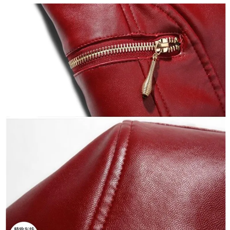 

Black Women PU leather Jacket Winter Warm Plus velvet thick Female Short Coat Fashion Zipper Faux Leather Jacket Plus size 6XL