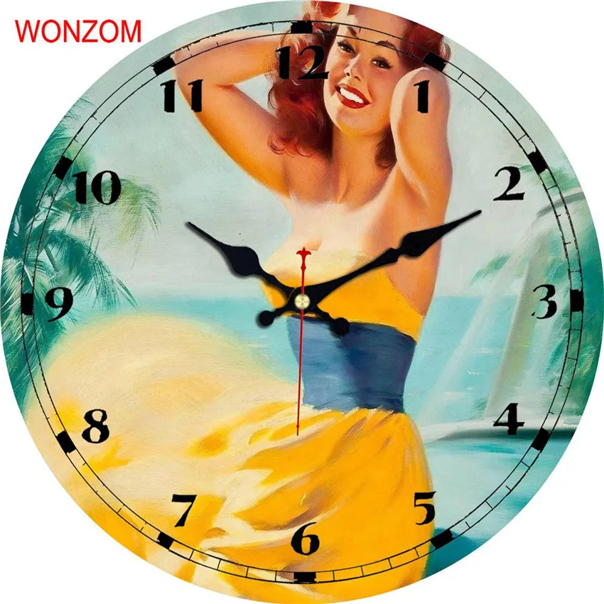 WONZOM Мэрилин Монро большие настенные часы Бесшумная гостиная Belle Настенный декор Saat украшение дома часы настенные Reloj De Pared