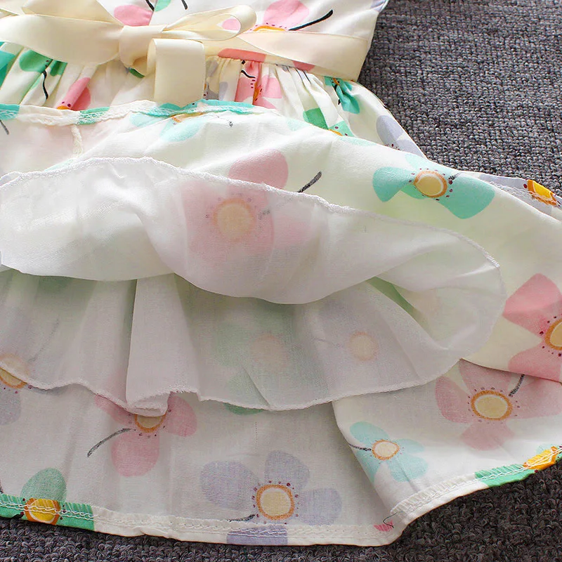 2019 г. Элегантное летнее платье для маленьких девочек без рукавов с цветочным