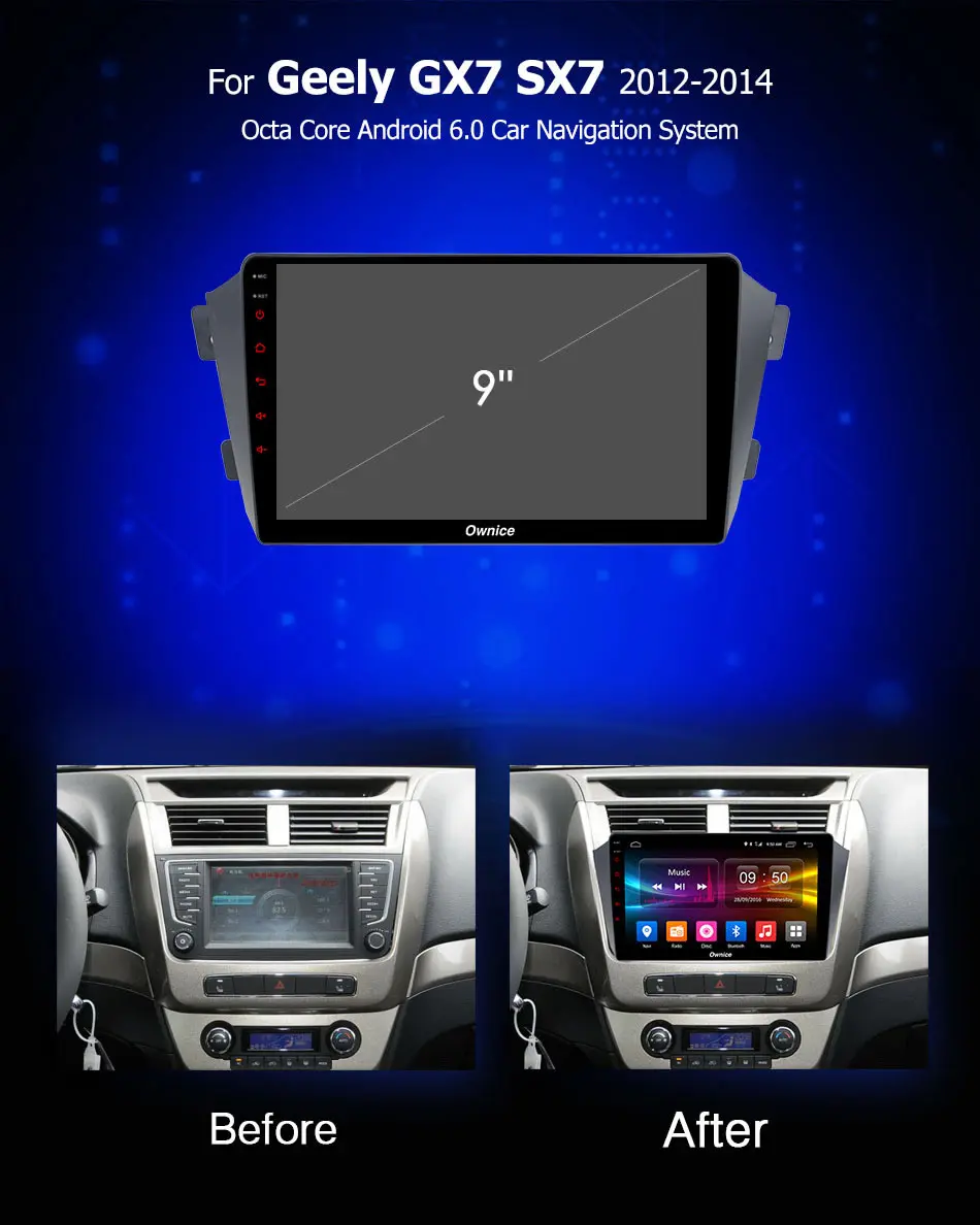 Ownice C500 + G10 Android 8 1 dvd-плеер для Geely GX7 SX7 2012 2013 2014 Радио Стерео gps навигации 2G RAM Core 4G LTE |