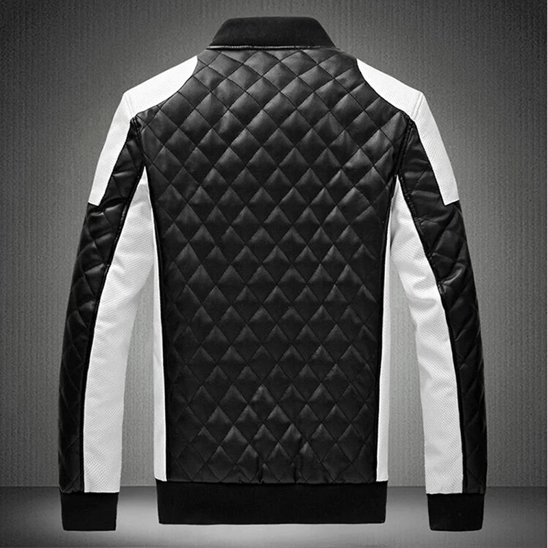 Мужская Лоскутная кожаная куртка черная или белая байкерская из искусственной