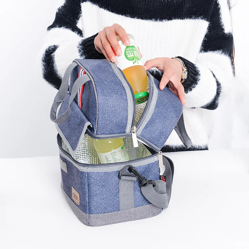 Новая качественная джинсовая сумка для обеда термическая еды Повседневная