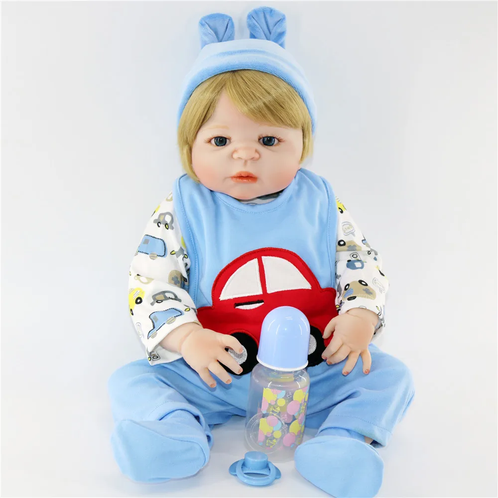 23inch 57cm Baby boy Reborn full silicone Dolls Kids Toy lifelike doll Real Life baby reborn Alive Doll bathe Hot sale toys | Игрушки и