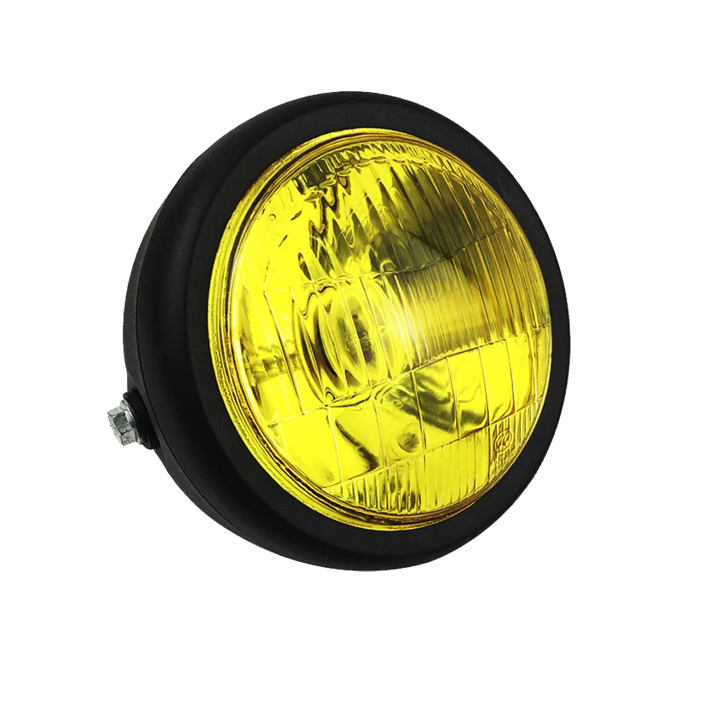 Yellow Headlight 12 В Универсальный мотоцикл винтажный ремонт фары мотоцикл фары круглый прожектор двигатель передние фары для Harley Chopper Bobber - Цвет: Yellow Headlight