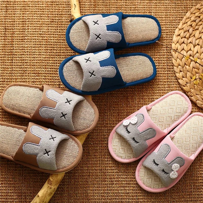 Летние льняные тапочки для мужчин домашняя обувь скользкие толстые Хлопковое