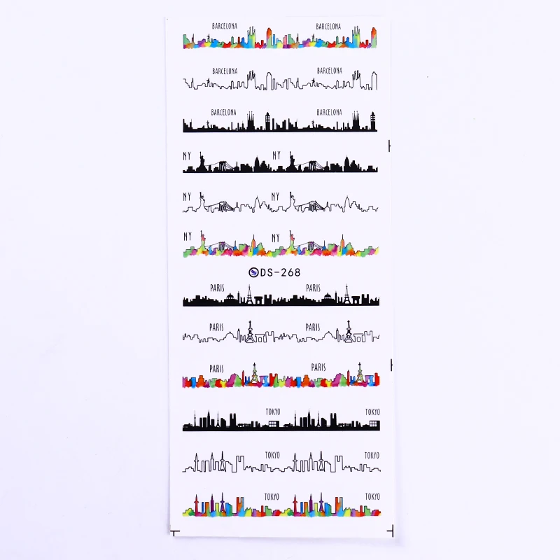 1 лист ногтей Водные Наклейки ночной сцены трафаретные наклейки для маникюра