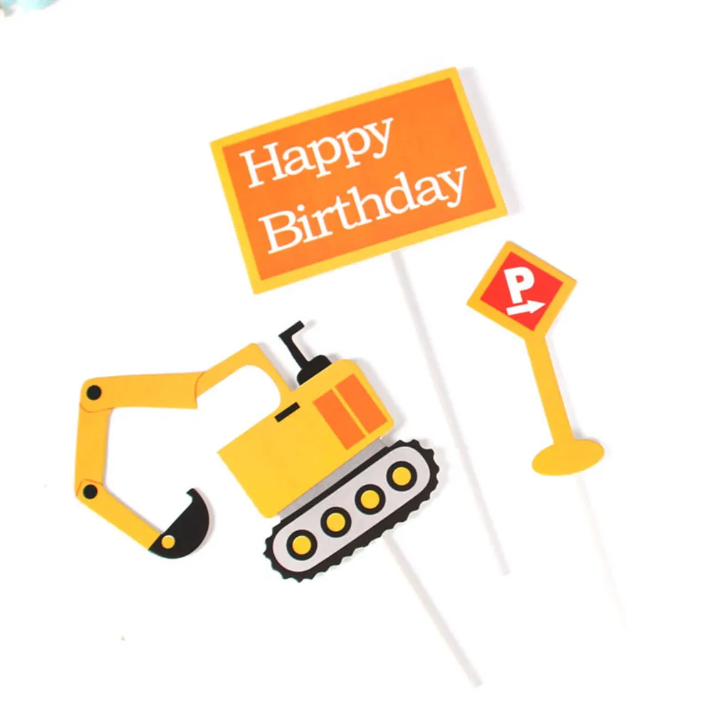 CRLEY дети мультфильм экскаватор День Рождения Торт Топперы Персонализированные