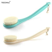 treesmile 1pc soft long handle exfoliating body brush for shower brush curved handle exfoliator for dry skin bath brush d40