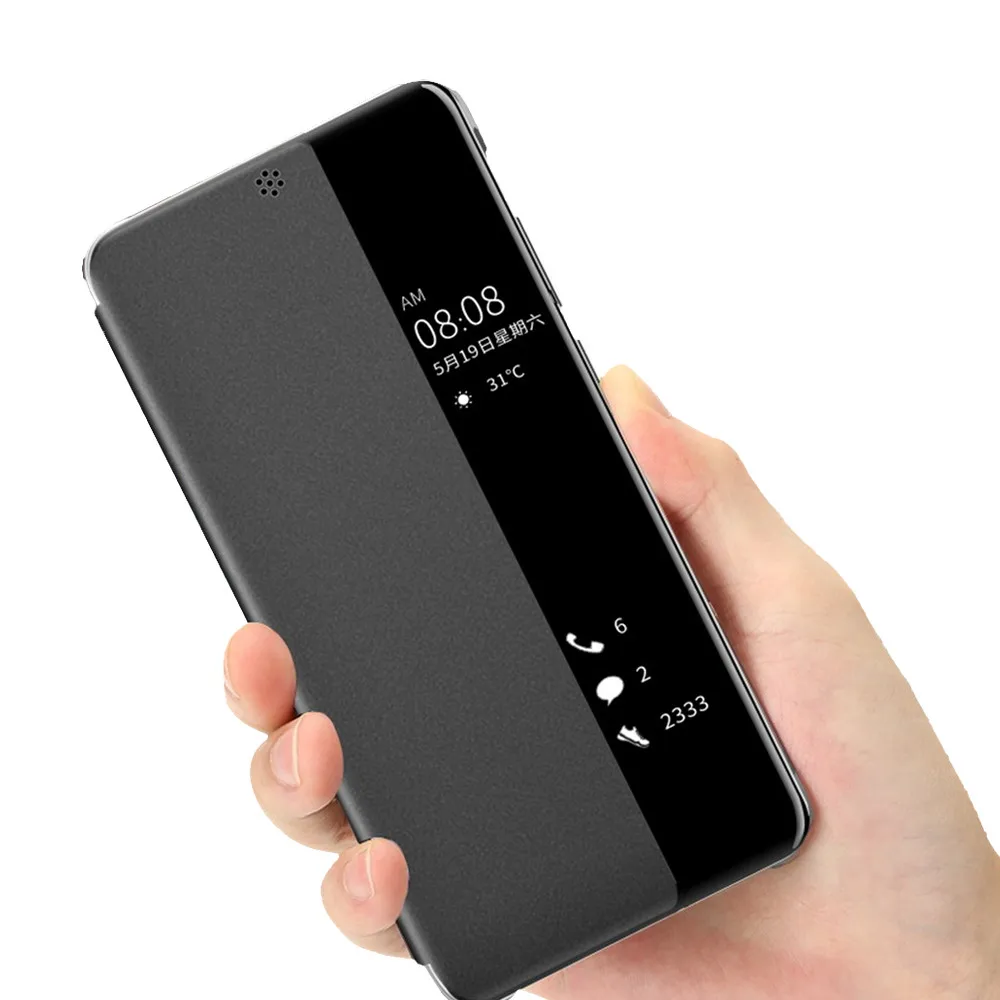 Smart View полу зеркальный чехол для телефона для samsung S10 S9 S8 плюс подставка кожаный чехол для samsung A750 A9 A6 A8 J4 J6 плюс