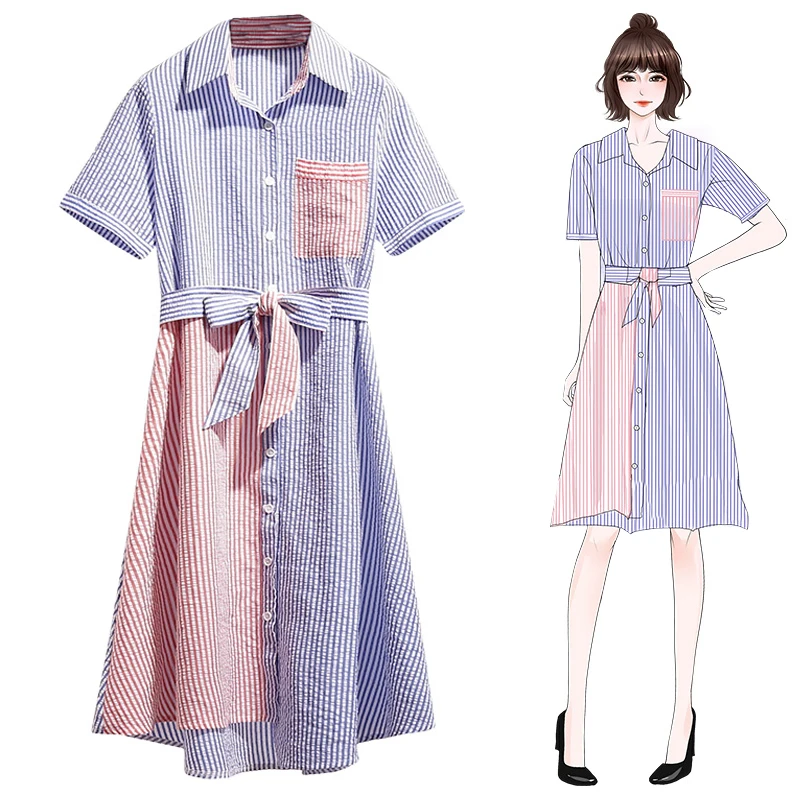 Платье-рубашка Trytree женское в полоску повседневное асимметричное офисное