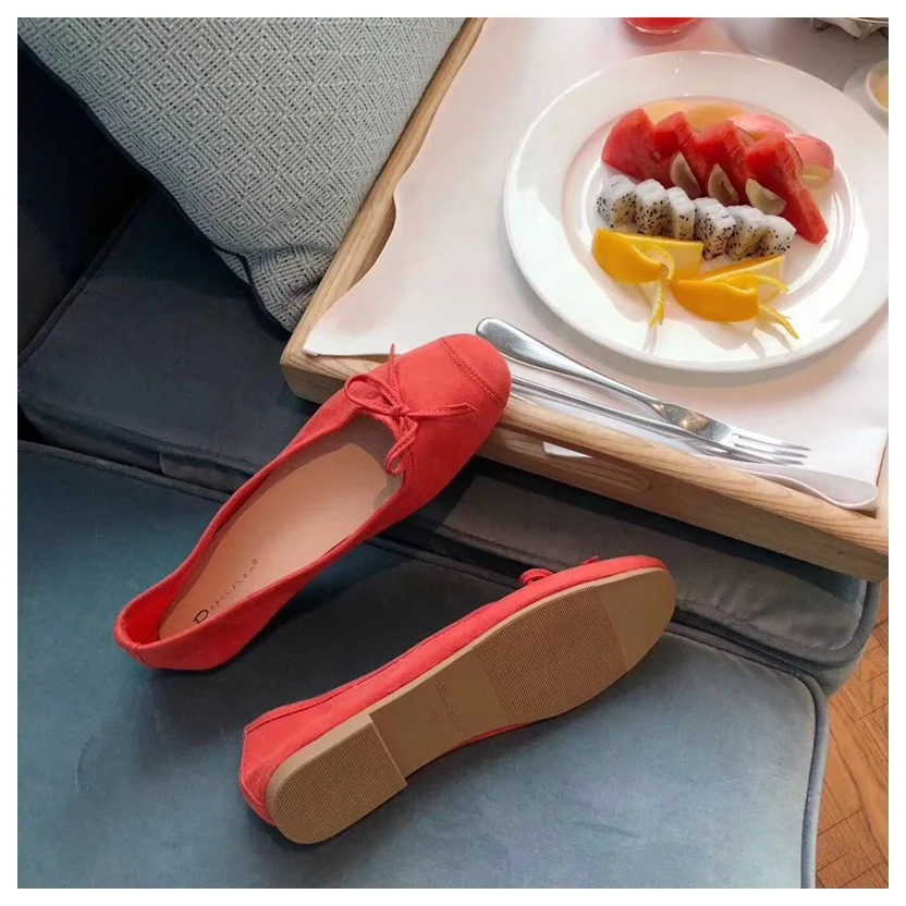 Red DONLEE QUEEN/; Летние балетки на плоской подошве; женские лоферы без шнуровки с круглым носком; балетки с бантом; мягкие мокасины; zapatos mujer - Цвет: Red