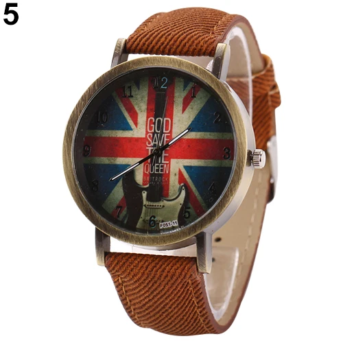 Sanwood reloj hombre 2018 Унисекс Винтажный Бронзовый джинсовый ремешок с британским флагом