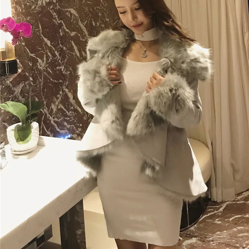 2018 Новинка зимы свободные с длинными рукавами лацканами искусственный мех Мех
