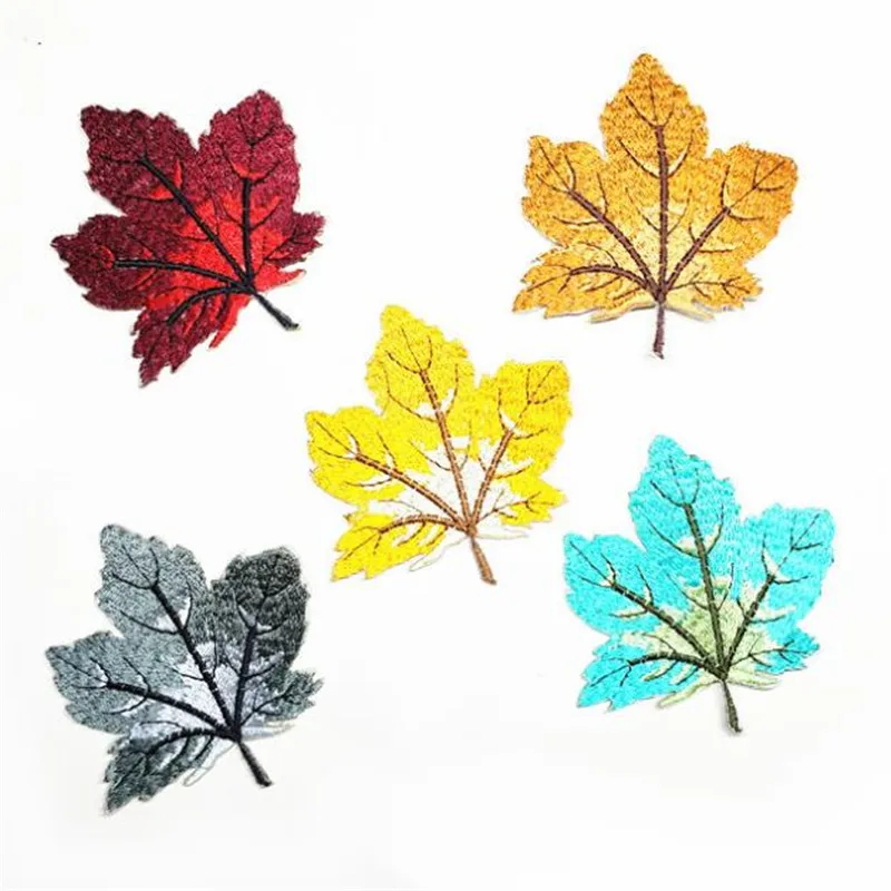Женская и мужская одежда вышивка 5 шт цветок патч дело с ним 75 мм кленовые листья