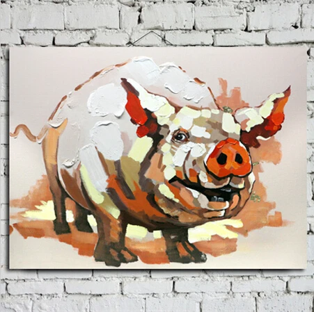 

Canvas Painting Handpainted Cuardros decoracion Pictures Modern Wall Art On Canvas Animal Pig Oil Painting Pig For Room Decor