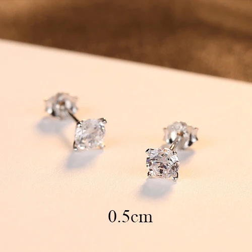 0.5CM LUOTEEMI серьги-гвоздики, 925 пробы, серебряные, квадратные, 4 размера, на выбор, Новое поступление, брендовые, Роскошные, для женщин, девушек, на вечеринку, на выпускной, на годовщину - Окраска металла: 0.5CM