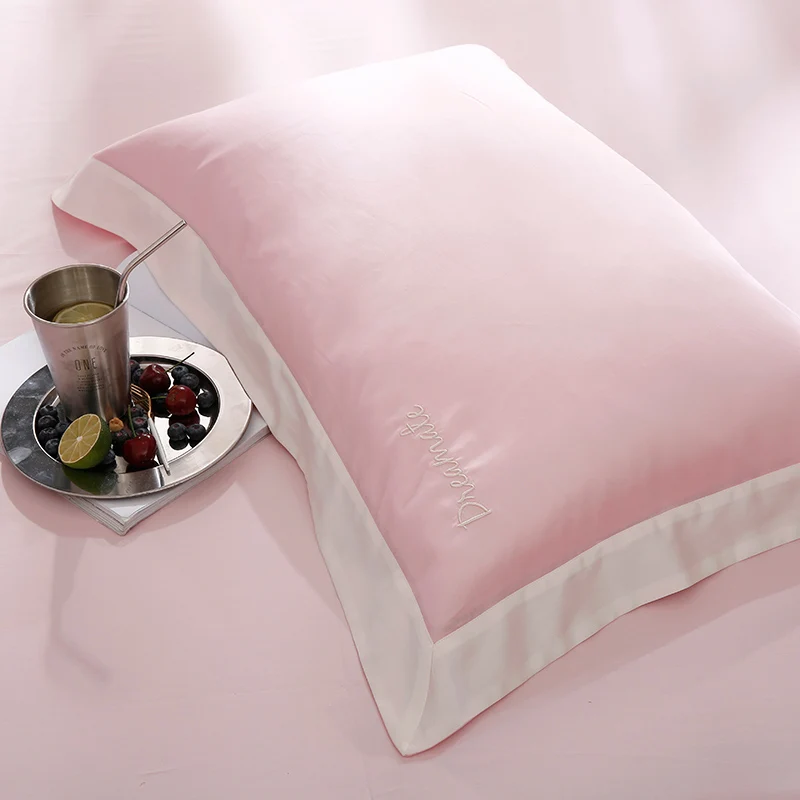 Домашние комплекты постельного белья из хлопка tencel, белый, синий, розовый, королева/король размер, пододеяльник, простыня, наволочка постельное белье, постельное белье