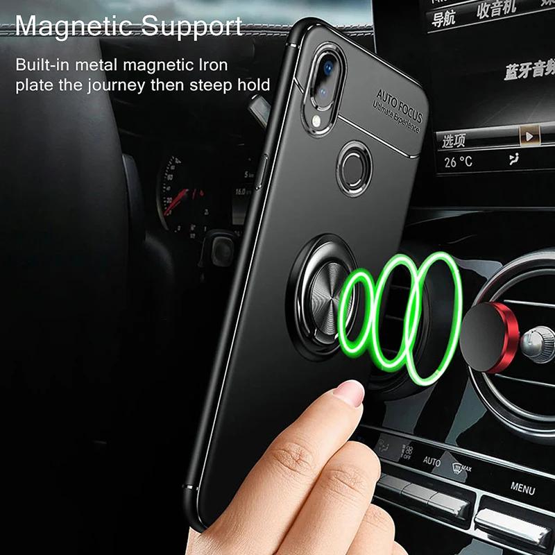 Противоударный чехол для huawei Honor 8c, чехол, ТПУ, силиконовый, с подставкой, бампер, кольцо на палец, магнитный кронштейн, задняя крышка для huawei Honor 8C