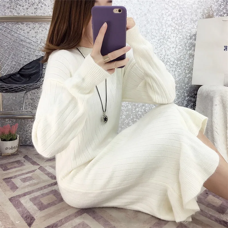 Женское вязаное платье Русалка 3XL размера плюс осенне зимнее свободное свитер с