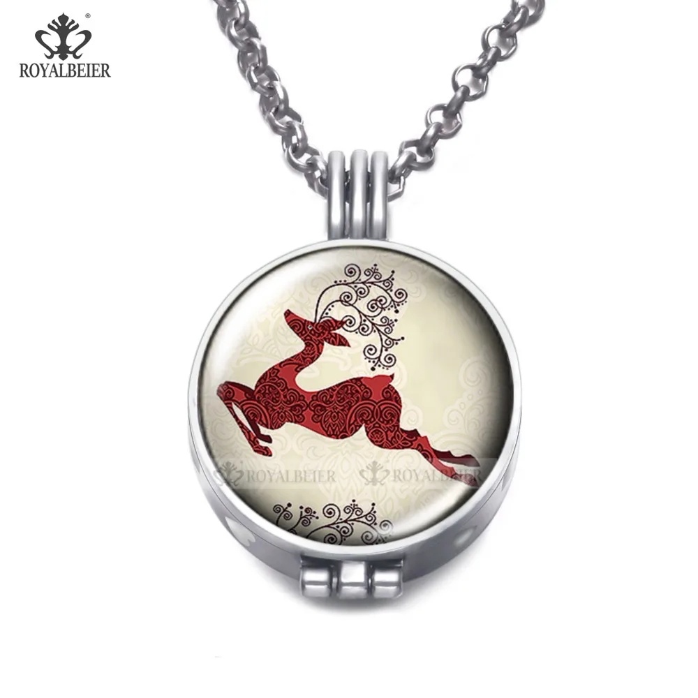 ROYALBEIER Multi Christmas Charms for Jewelry Perfume Aromatherapy Locket Foam Glass 25mm Essential Oil Diffuser Necklace | Украшения и