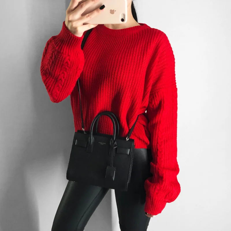 WIXRA Women Sweaters And Pullovers Knitted Female O Neck Knitwear Long Sleeve Ribbed Sweater Jumper Tops AW097 | Женская одежда