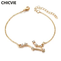 chicvie custom gold 12 constellation charm braceletbangles silver for women friendship stainless steel gift bracelets sbr190065