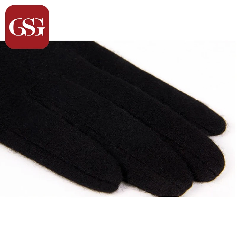Женские черные теплые шерстяные короткие перчатки GSG кашемировые с двумя
