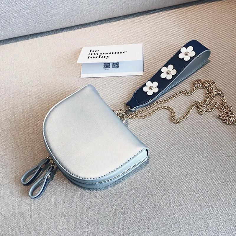 

BENVICHED 2021 fashion semi-circular mini cute handbag tide summer flower handbag simple chain mobile phone bag R466