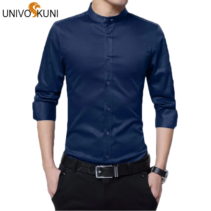 Однотонные мужские рубашки UNIVOS KUNI новая мужская классическая рубашка с