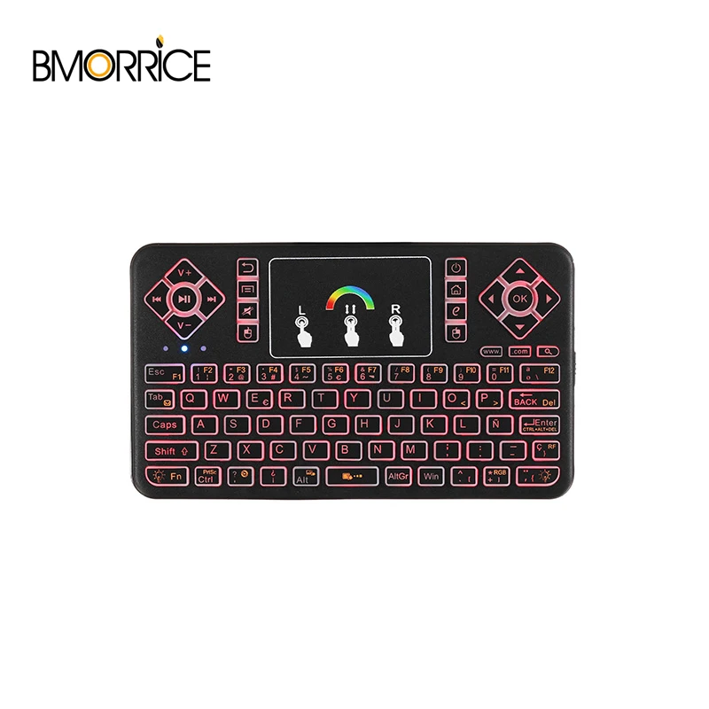 TZ Q9 2 4 ГГц Bluetooth V3.0 Беспроводной клавиатура RGB сенсорная панель с подсветкой для