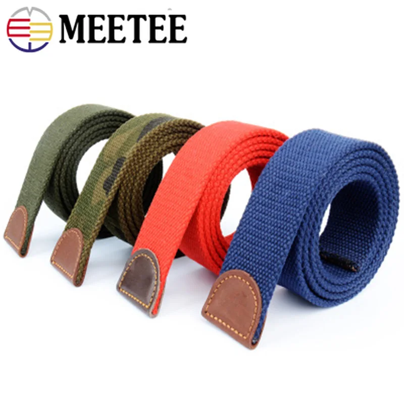 Meetee 1pcs 110cm 4mm Thick Woven Canvas Webbing Belt Suitable for Alloy Buckle DIY Manual Sewing Accessories BD349 |