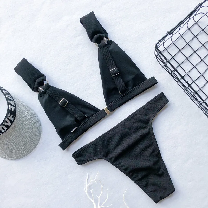 Misswim неоновое бикини, сексуальный купальник с высоким вырезом, женский купальник с пуш-ап, Женский ребристый купальник, треугольный бикини, комплект, пляжная одежда