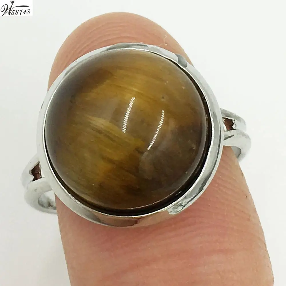 Tiger Eye C7226 Кристальный лазурит тигровый глаз авантюрин Howlite Sodalite Goldstone Opal Jaspe синяя Песочная бусина кольцо 6,5~ 1" US Adjust WFH588 - Цвет основного камня: Tiger Eye C7226