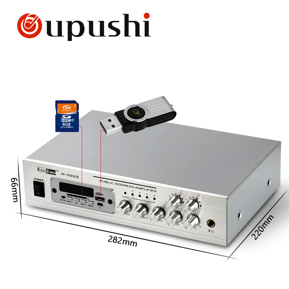 Oupushi Bluetooth домашняя музыкальная система mp3 плеер 50 Вт USB усилитель с 6 дюймовыми/8