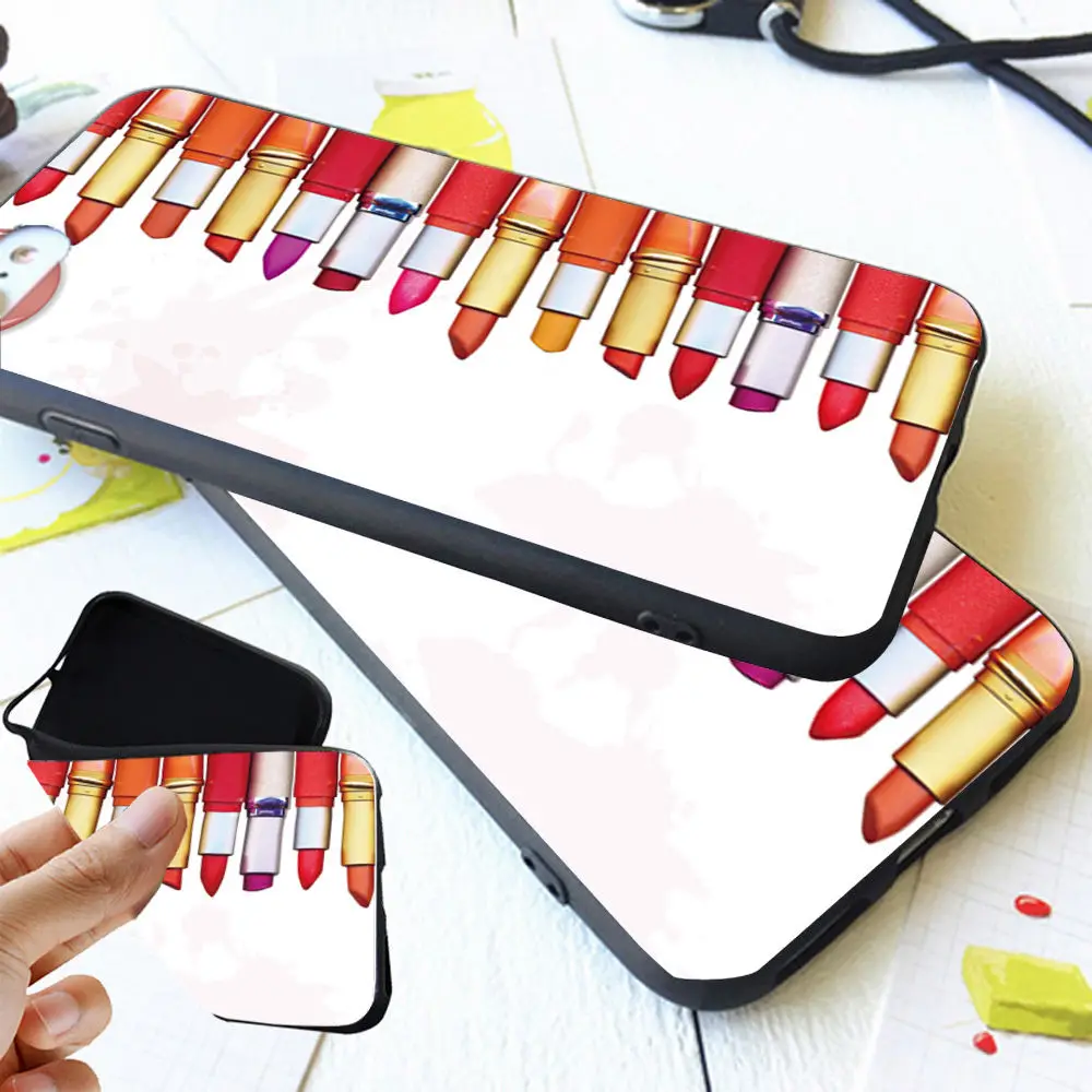 Черный мягкий силиконовый чехол с рисунком макияжа для iPhone X 5 S 5S XR XS Max 6 6S 7 8 Plus 7plus
