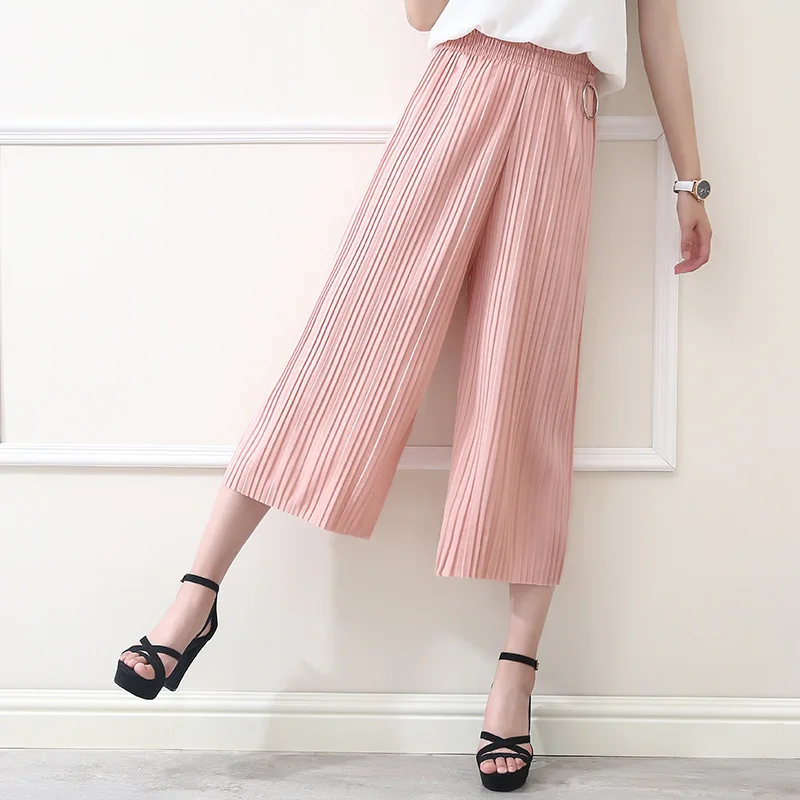 Женская одежда 2018 свободные тонкие прямые дамские штаны шифоновые Повседневные